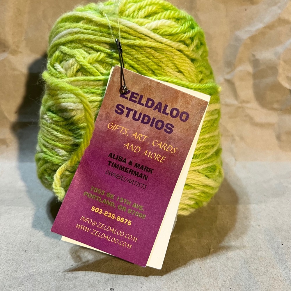 Curly Girl Farms 100g Wool Yarn Green Variegated Hand Dyed Worsted Peruvian Wool